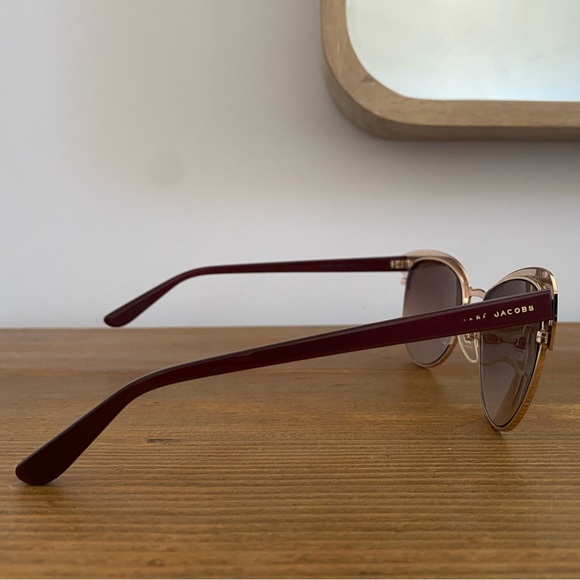 Marc by Marc Jacobs Maroon Gradient Cat Eye Sunglasses with Rose Gold Accent - Picture 3 of 6
